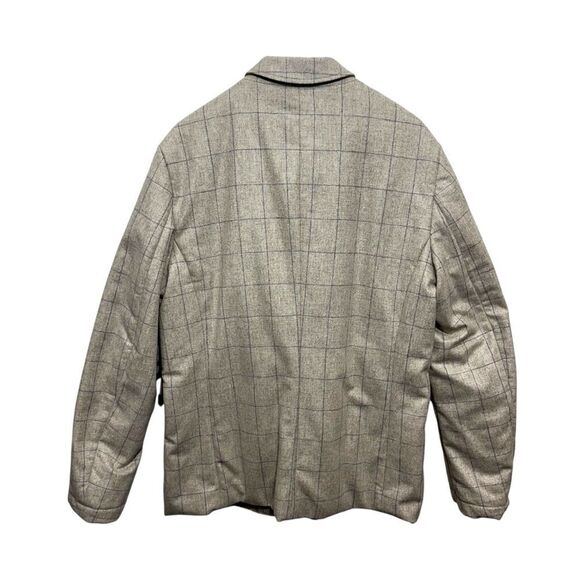 Khaki’s of Carmel Tan Window Pane Italian Wool Quilted Preppy Winter Jacket, 56/ - Picture 3 of 15